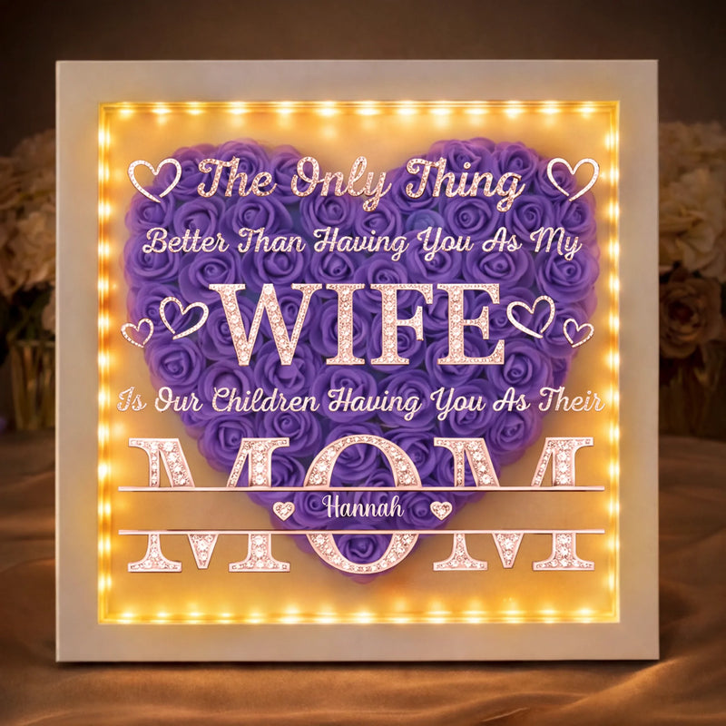 Custom Flower Shadow Box With LED Light - Personalized Anniversary Wedding Gifts For Husband And Wife, Him And Her - You Are My Only One