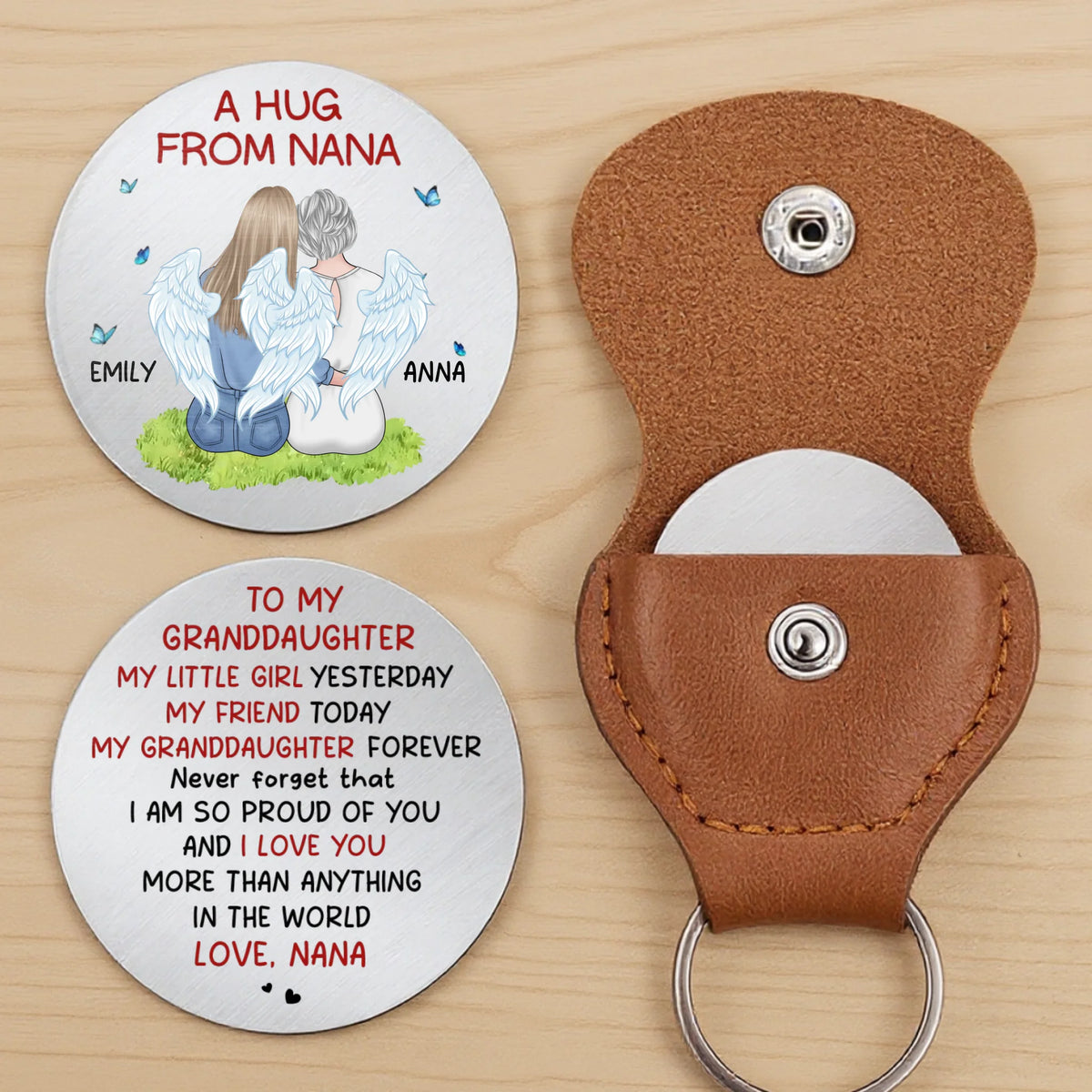 Custom Pocket Hug - Personalized Birthday Gifts For Grandma, Granddaughter, Grandson - Grandma Love Lights The Way