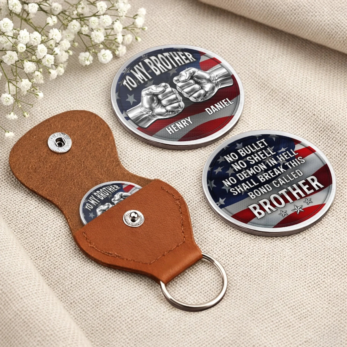 Custom Pocket Hug - Personalized America 250th Anniversary Gifts For Brother - Brothers Built On Trust