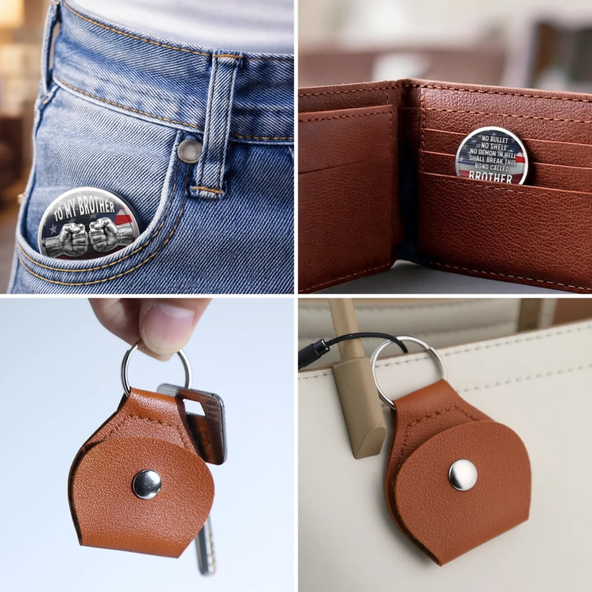 Custom Pocket Hug - Personalized America 250th Anniversary Gifts For Brother - Brothers Built On Trust