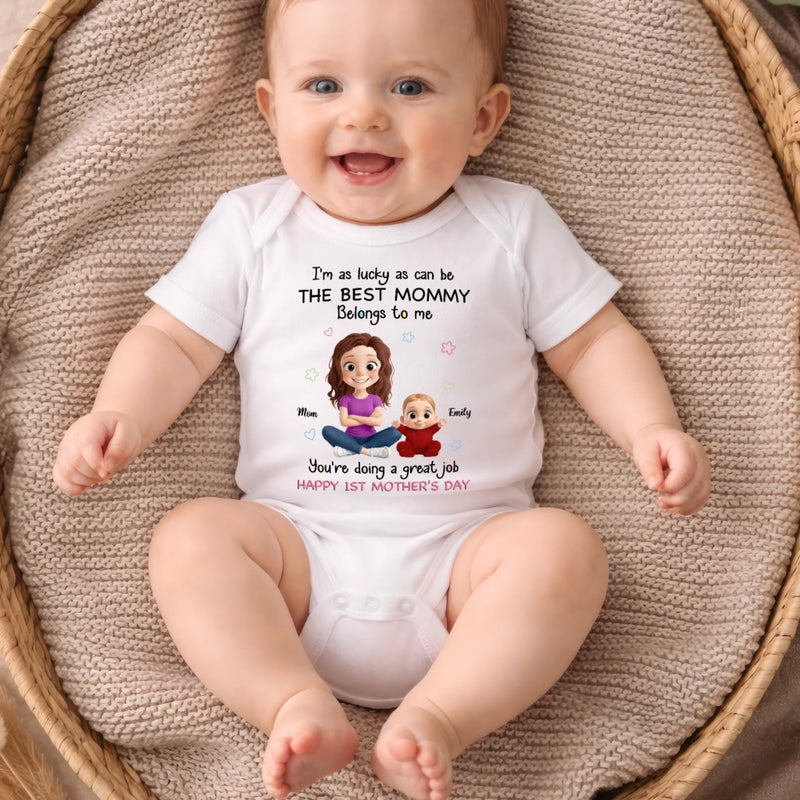 Custom Baby Onesie - Personalized Baby Shower, Gender Reveal Gifts For New Moms, New Dads, New Parents - The Best Mom Belongs To Me
