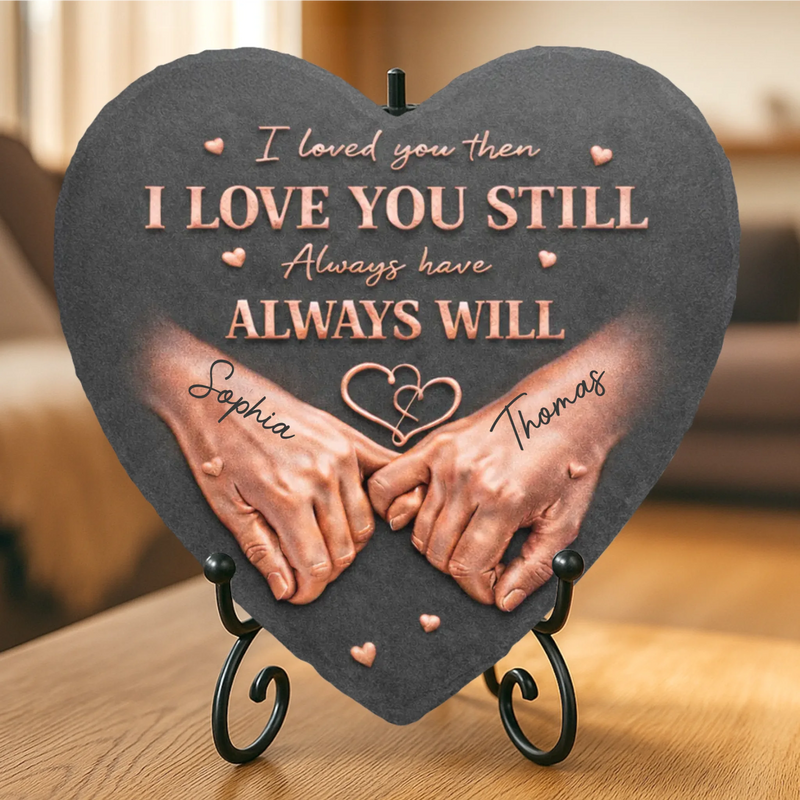 Custom Heart Shaped Stone With Stand - Personalized Anniversary Wedding Gifts For Husband And Wife, Him And Her - Love Locked In Stone