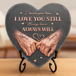 Custom Heart Shaped Stone With Stand - Personalized Anniversary Wedding Gifts For Husband And Wife, Him And Her - Love Locked In Stone