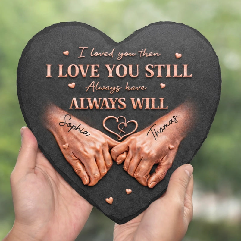 Custom Heart Shaped Stone With Stand - Personalized Anniversary Wedding Gifts For Husband And Wife, Him And Her - Love Locked In Stone