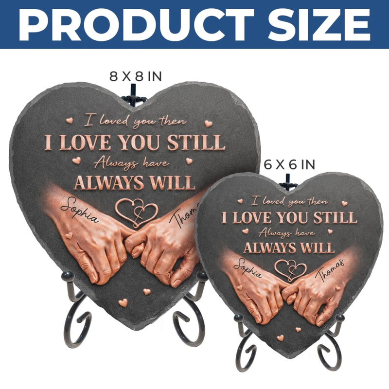 Custom Heart Shaped Stone With Stand - Personalized Anniversary Wedding Gifts For Husband And Wife, Him And Her - Love Locked In Stone