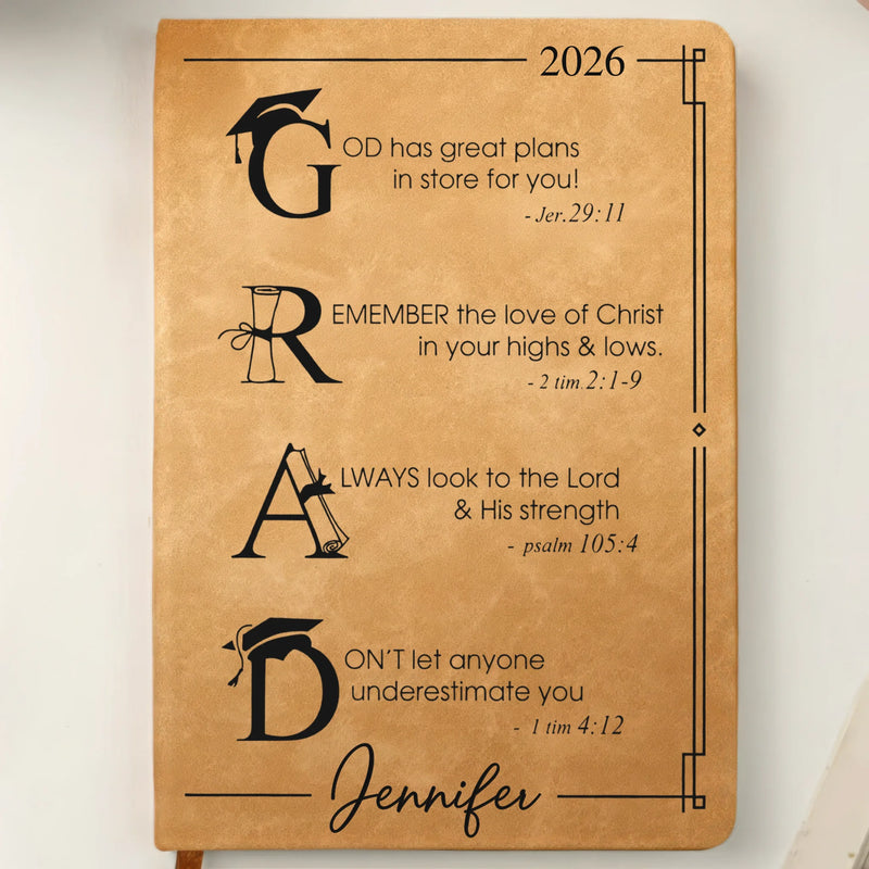 Custom Leather Writing Journal - Personalized Graduation Gifts For Him, Her - Your Next Chapter Begins