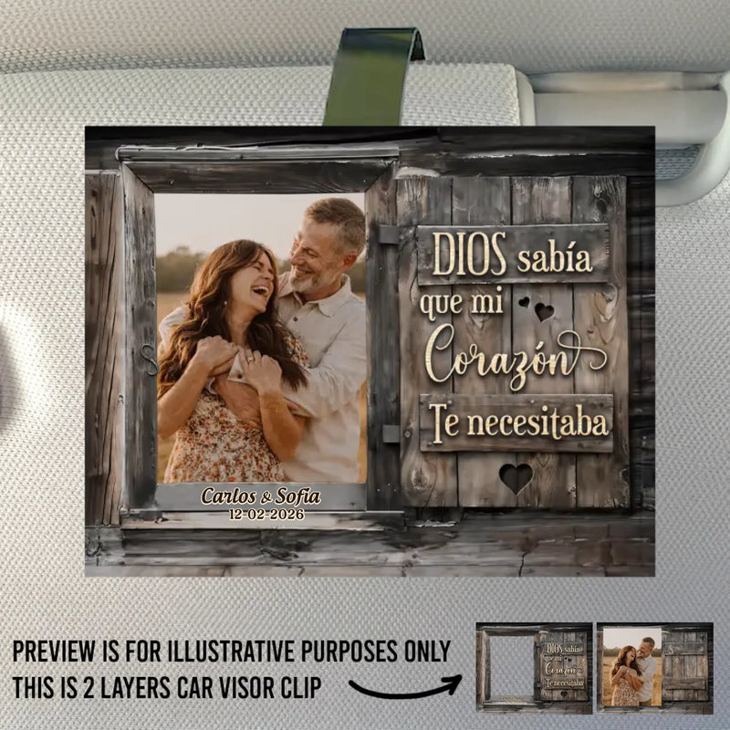Clip Personalizado Para Visera De Coche Con Foto – Regalo De Aniversario De Boda Personalizado Para Esposo Y Esposa, Para Él Y Para Ella - Amor Que Nunca Termina