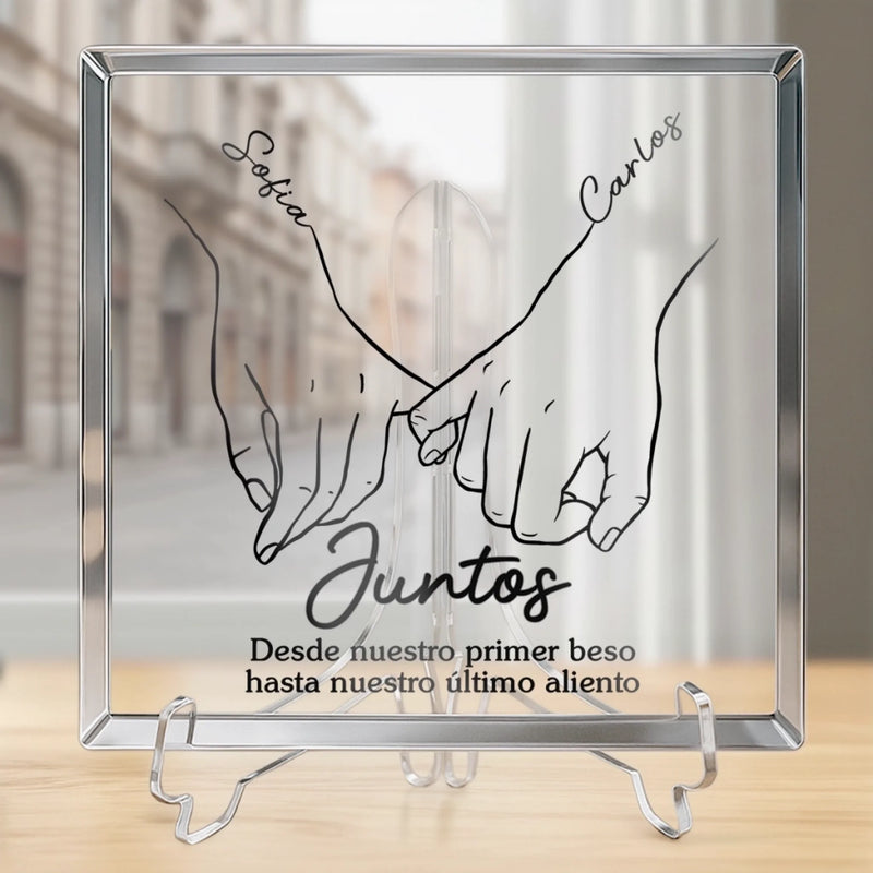 Placa De Acrílico Cuadrada Personalizada – Regalo De Aniversario De Boda Personalizado Para Esposo Y Esposa, Para Él Y Para Ella - Contigo Hasta El Final
