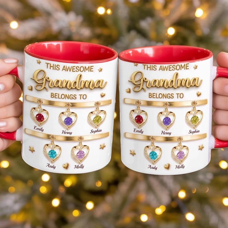 Custom 3D Inflated Effect Printed Accent Mug - Personalized Mother's Day Gifts For Mom, Grandma - Grandma And Mom Forever
