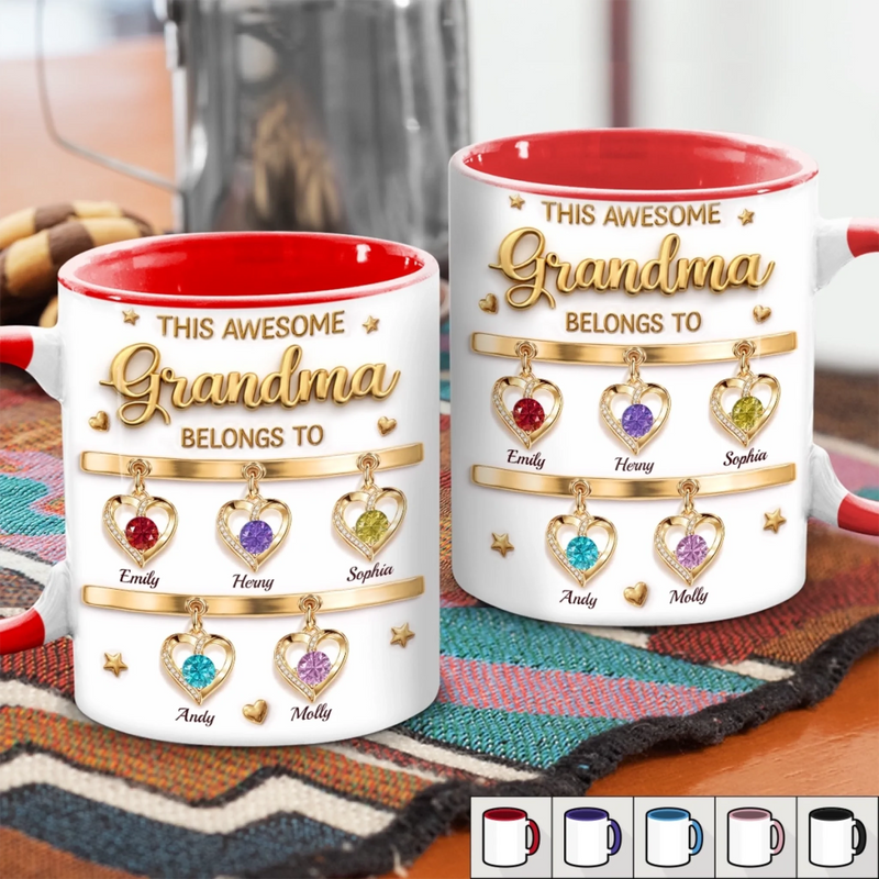 Custom 3D Inflated Effect Printed Accent Mug - Personalized Mother's Day Gifts For Mom, Grandma - Grandma And Mom Forever