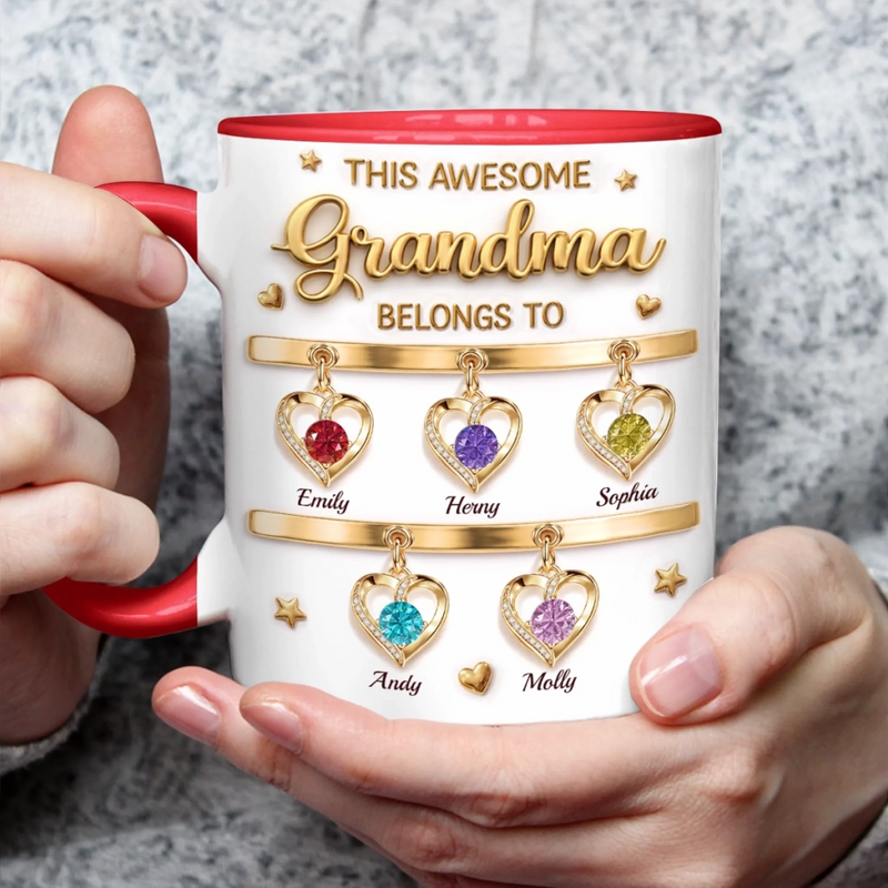 Custom 3D Inflated Effect Printed Accent Mug - Personalized Mother's Day Gifts For Mom, Grandma - Grandma And Mom Forever