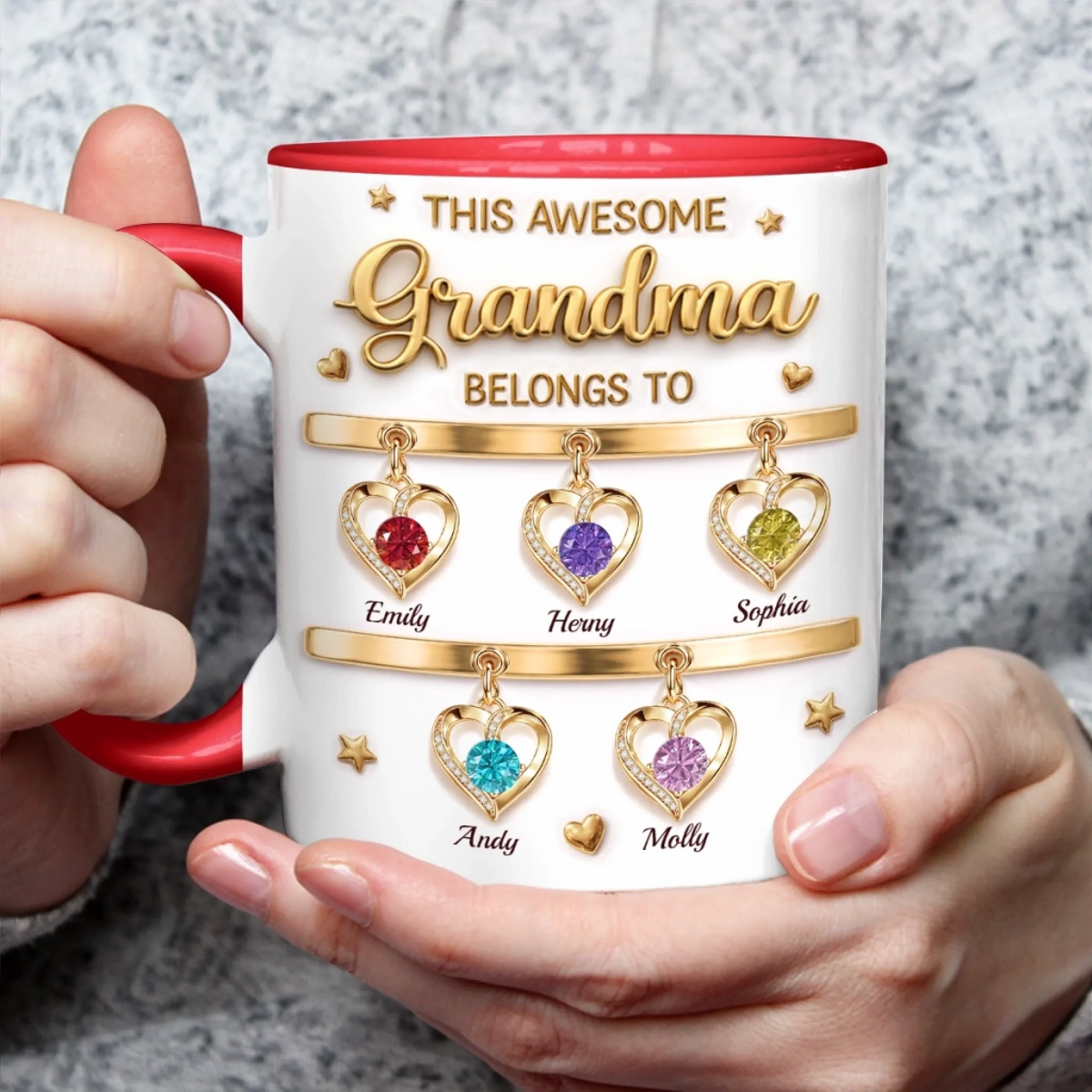 Custom 3D Inflated Effect Printed Accent Mug - Personalized Mother's Day Gifts For Mom, Grandma - Grandma And Mom Forever