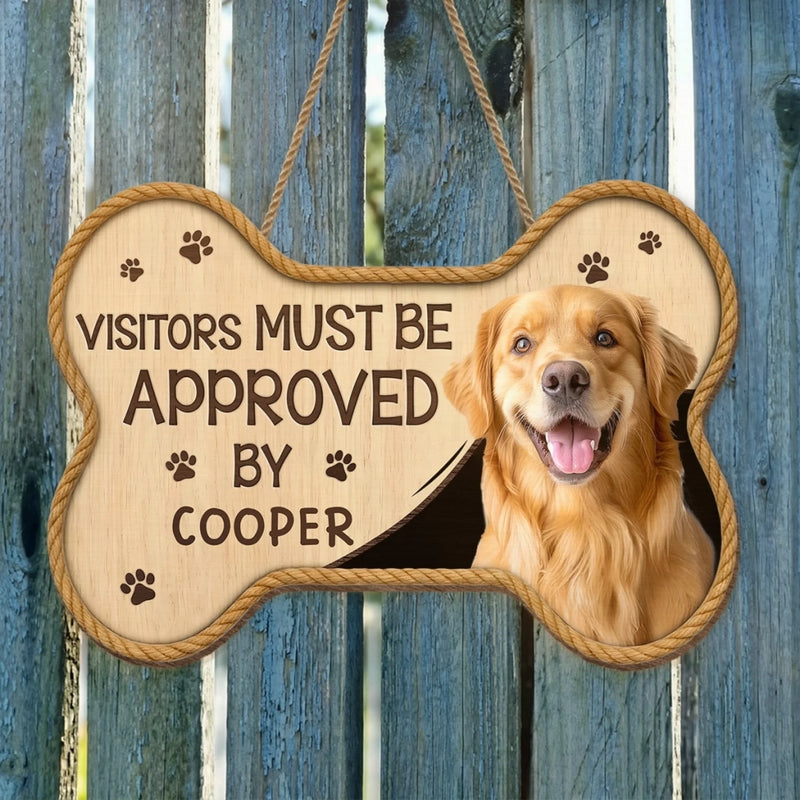 Custom Photo Wood Sign - Personalized Birthday Gifts For Dog Cat Lovers, Dog Dad And Mom, Cat Owners - Living Under Paw Rules