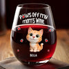 Custom Wine Glass - Personalized Christmas Birthday Gifts For Dog Cat Lovers, Dog Dad And Mom, Cat Owners - Paws Off My Mom's Wine