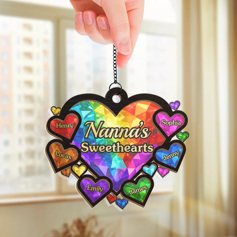 Custom Window Hanging Suncatcher Ornament - Personalized Mother's Day Birthday Gifts For Mom, Grandma - My Forever Sweethearts
