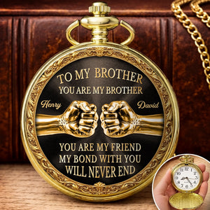 Custom Pocket Watch - Personalized Birthday Gifts For Brother - Forever Loyal As Brothers