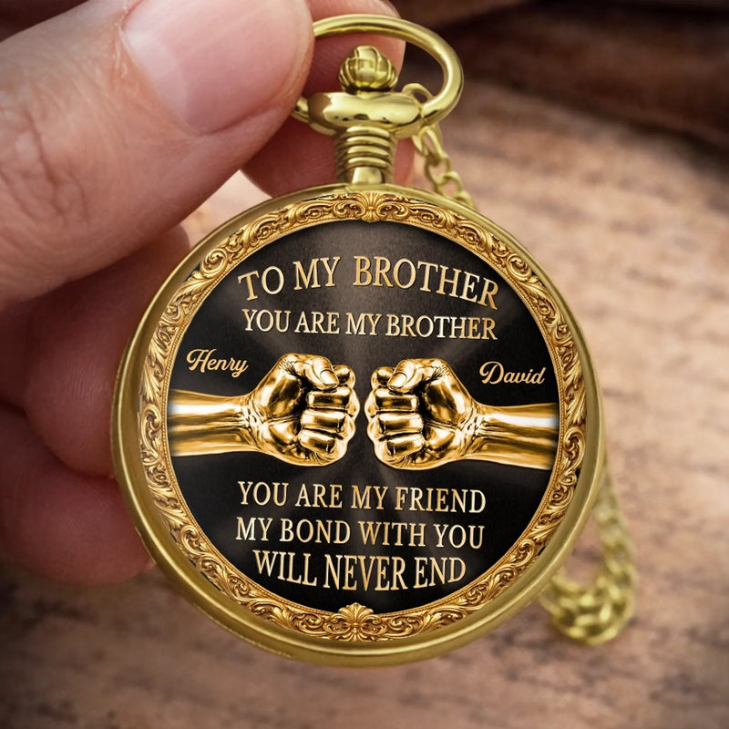 Custom Pocket Watch - Personalized Birthday Gifts For Brother - Forever Loyal As Brothers