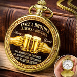 Custom Pocket Watch - Personalized Birthday Gifts For Brother - True Brotherhood Never Ends
