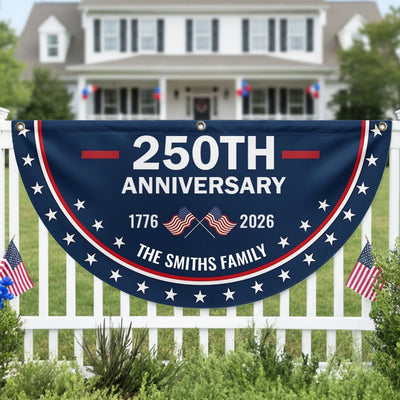 Custom Non-Pleated Fan Flag - Personalized America 250th Anniversary Gifts For Mom, Dad, Brother, Sister, Kids - Family Is Our Strength
