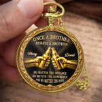 Custom Pocket Watch - Personalized Birthday Gifts For Brother - Moments Pass Bond Lasts