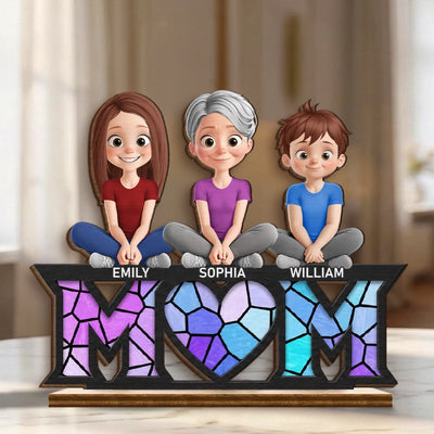 Custom 2-Layered Wooden Plaque - Personalized Mother's Day Birthday Gifts For Mom, Grandma - Blessed With You