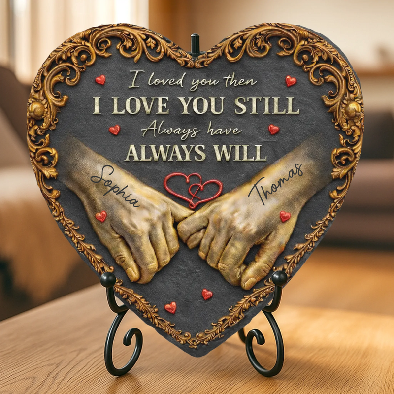 Custom Heart Shaped Stone With Stand - Personalized Anniversary Wedding Gifts For Husband And Wife, Him And Her - Endlessly Yours