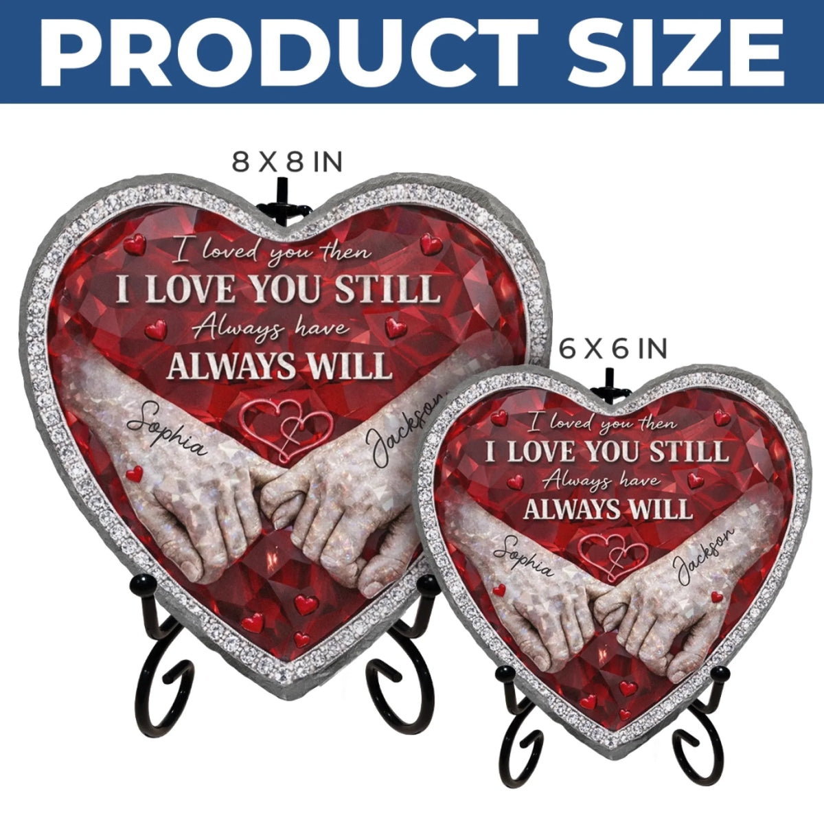 Custom Heart Shaped Stone With Stand - Personalized Anniversary Wedding Gifts For Husband And Wife, Him And Her - My Heart Is Yours