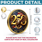 Commemorative Keepsake Coin - America 250th Anniversary Gifts For Patriots, Veterans, History Enthusiasts - United In Freedom And Pride