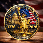 Commemorative Keepsake Coin - America 250th Anniversary Gifts For Family - United In Courage And Glory