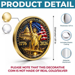 Commemorative Keepsake Coin - America 250th Anniversary Gifts For Family - United In Courage And Glory