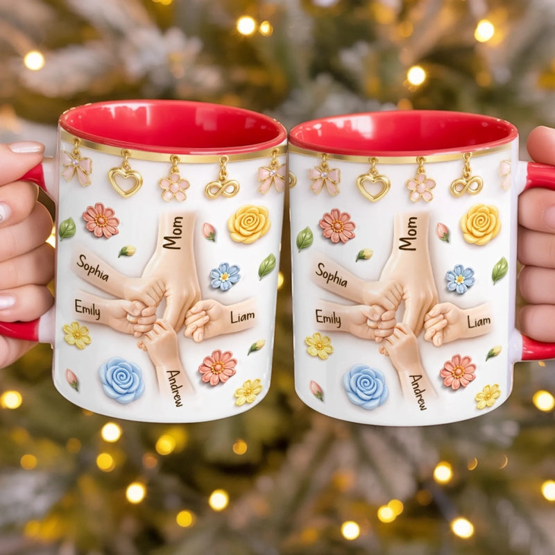 Custom 3D Inflated Effect Printed Accent Mug - Personalized Mother's Day Gifts For Mom, Grandma - Grandma And Mom With Love