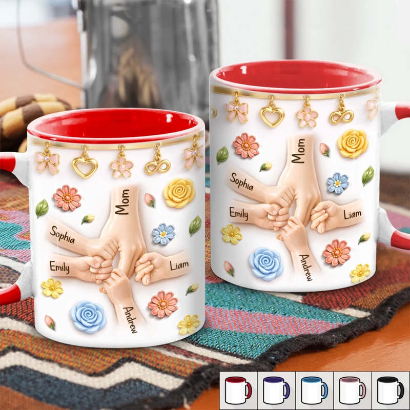 Custom 3D Inflated Effect Printed Accent Mug - Personalized Mother's Day Gifts For Mom, Grandma - Grandma And Mom With Love