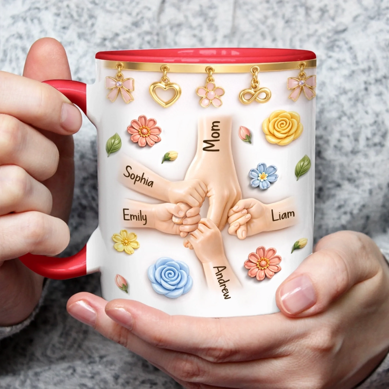 Custom 3D Inflated Effect Printed Accent Mug - Personalized Mother's Day Gifts For Mom, Grandma - Grandma And Mom With Love