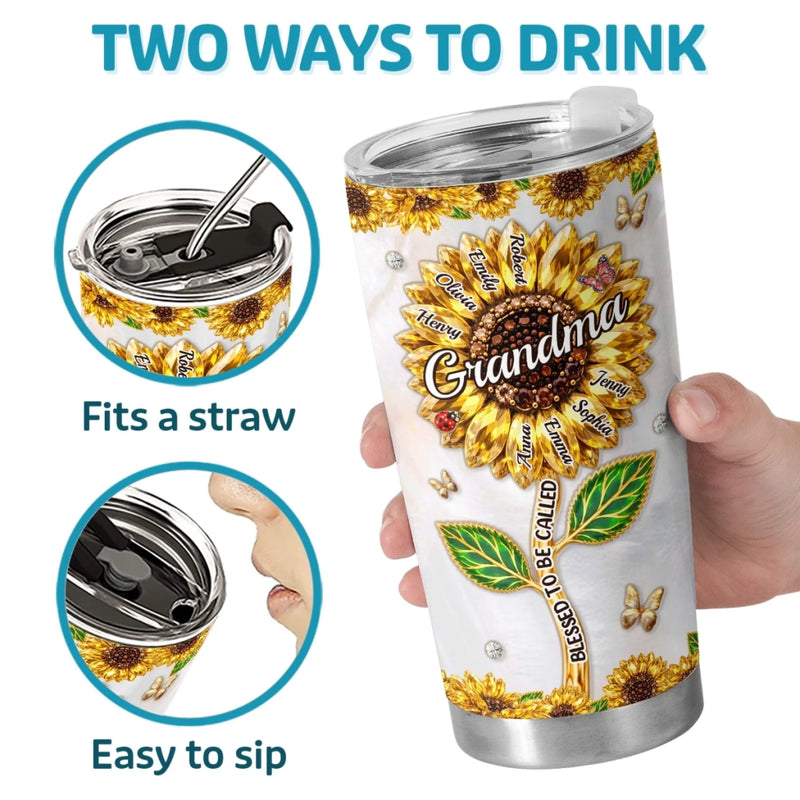 Custom Sunflower Tumbler - Personalized Mother's Day Birthday Gifts For Mom, Grandma - Grandma Life, Best Life