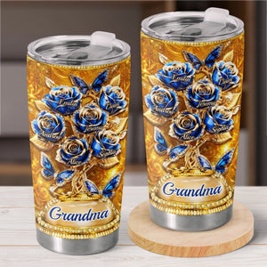 Custom Rose Tumbler - Personalized Mother's Day Birthday Gifts For Mom, Grandma - Golden Love, Golden Mom