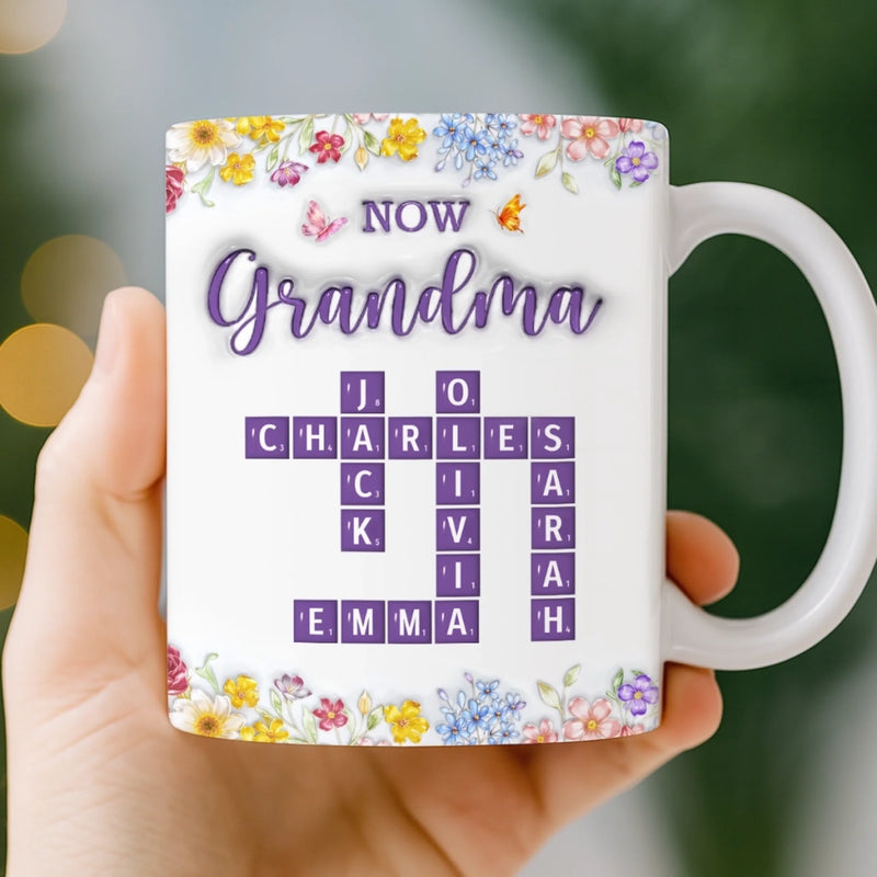 Custom Scrabble 3D Inflated Effect Printed Mug - Personalized Mother's Day Birthday Gifts For Mom, Grandma - Blessed This Mother’s Day