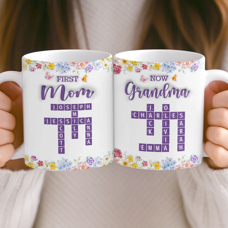 Custom Scrabble 3D Inflated Effect Printed Mug - Personalized Mother's Day Birthday Gifts For Mom, Grandma - Blessed This Mother’s Day