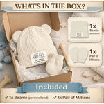 Custom Baby Beanie And Mittens Set - Personalized Baby Shower, Gender Reveal Gifts For New Parents, Dog Lovers, Cat Lovers - A Tiny Spark Lights Our World
