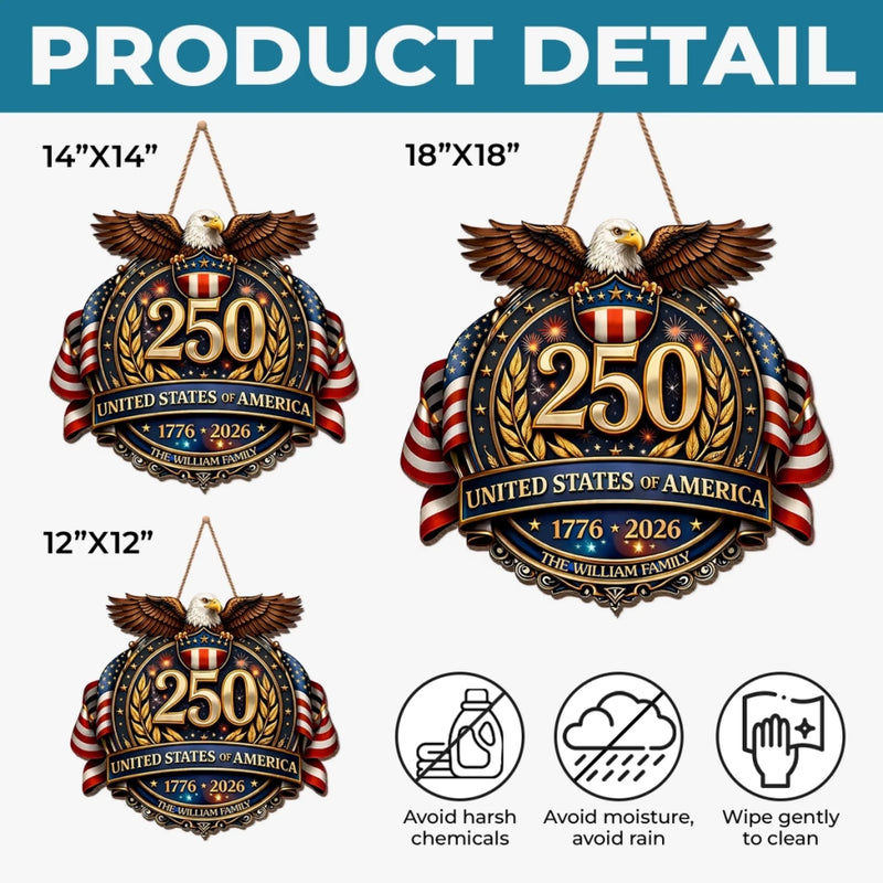 Custom Wood Sign - Personalized America 250th Anniversary Gifts For Mom, Dad, Brother, Sister, Kids - American Pride Always