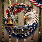Custom Wood Sign - Personalized America 250th Anniversary Gifts For Mom, Dad, Brother, Sister, Kids - Bald Eagle Patriotic