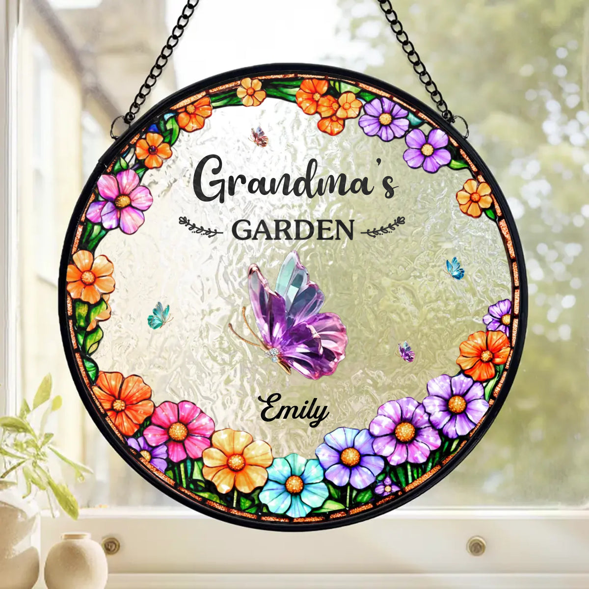 Custom Stained Glass Window Hanging Suncatcher - Personalized Mother's Day Gifts For Mom, Grandma - You Are My Forever Home