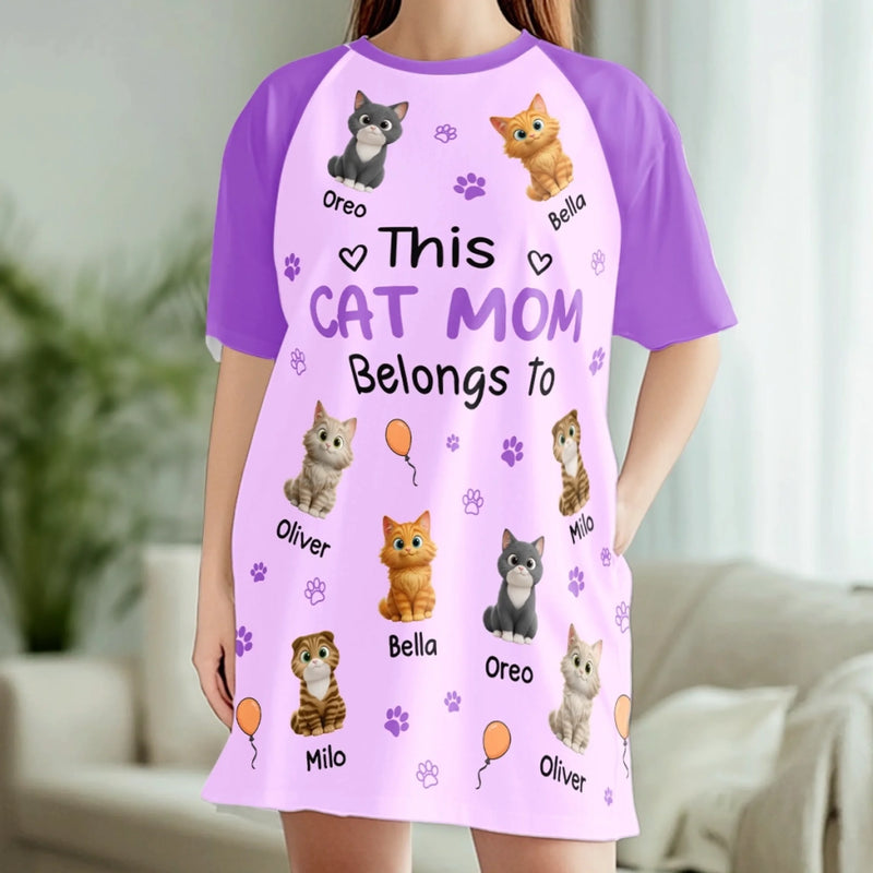 Custom Women's Sleep Tee - Personalized Mother's Day Birthday Gifts For Dog Cat Lovers, Dog Dad And Mom, Cat Owners - Life Is Better With Pets