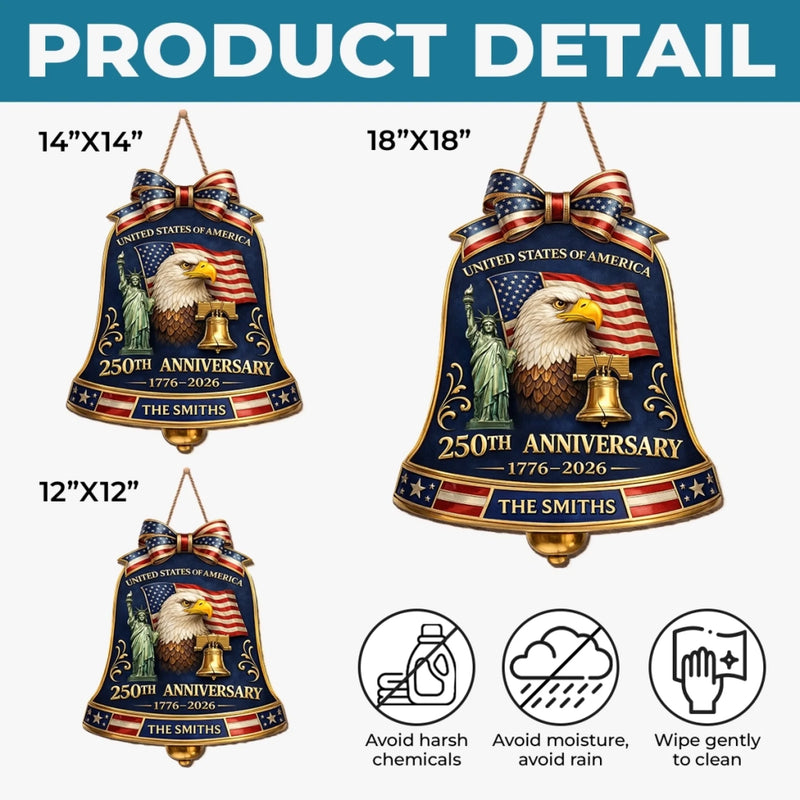 Custom Wood Sign - Personalized America 250th Anniversary Gifts For Mom, Dad, Brother, Sister, Kids - Freedom Unites Every Heart