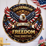 Custom Wood Sign - Personalized America 250th Anniversary Gifts For Family - Proud Of Our Shared Story