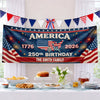 Custom Polyester Outdoor Banner - Personalized America 250th Anniversary Gifts For Mom, Dad, Brother, Sister, Kids - Bound By Freedom Forever