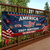 Custom Polyester Outdoor Banner - Personalized America 250th Anniversary Gifts For Mom, Dad, Brother, Sister, Kids - Bound By Freedom Forever