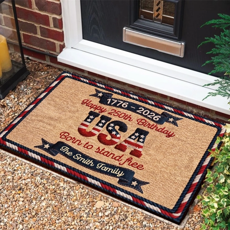 Custom Home Decor Decorative Mat - Personalized 4th Of July Gifts For Mom, Dad, Brother, Sister, Kids - Home Of The Brave