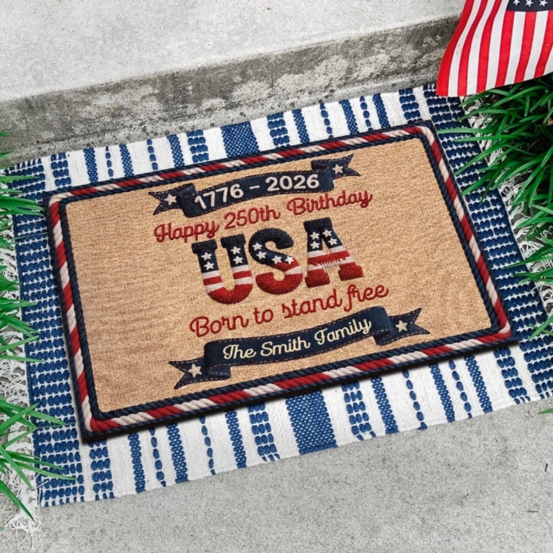Custom Home Decor Decorative Mat - Personalized 4th Of July Gifts For Mom, Dad, Brother, Sister, Kids - Home Of The Brave
