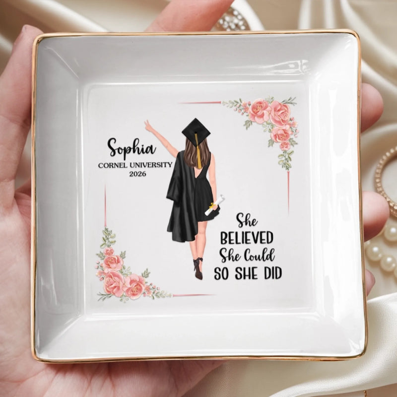 A Sweet Ending To The New Beginning - Family Personalized Custom Jewelry Dish - Graduation Gift For Family Members, Siblings, Brothers, Sisters