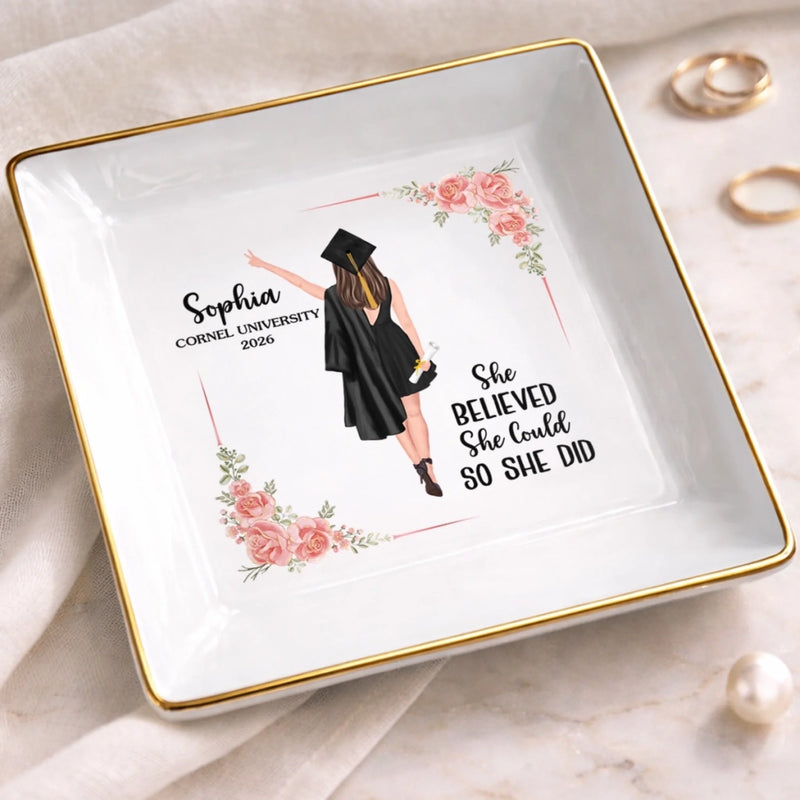 A Sweet Ending To The New Beginning - Family Personalized Custom Jewelry Dish - Graduation Gift For Family Members, Siblings, Brothers, Sisters